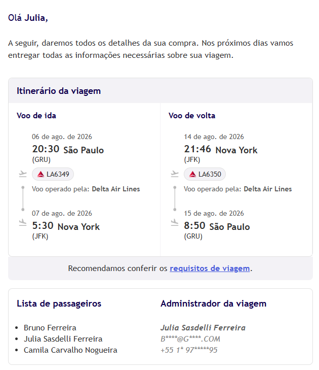 Passagens para Nova York